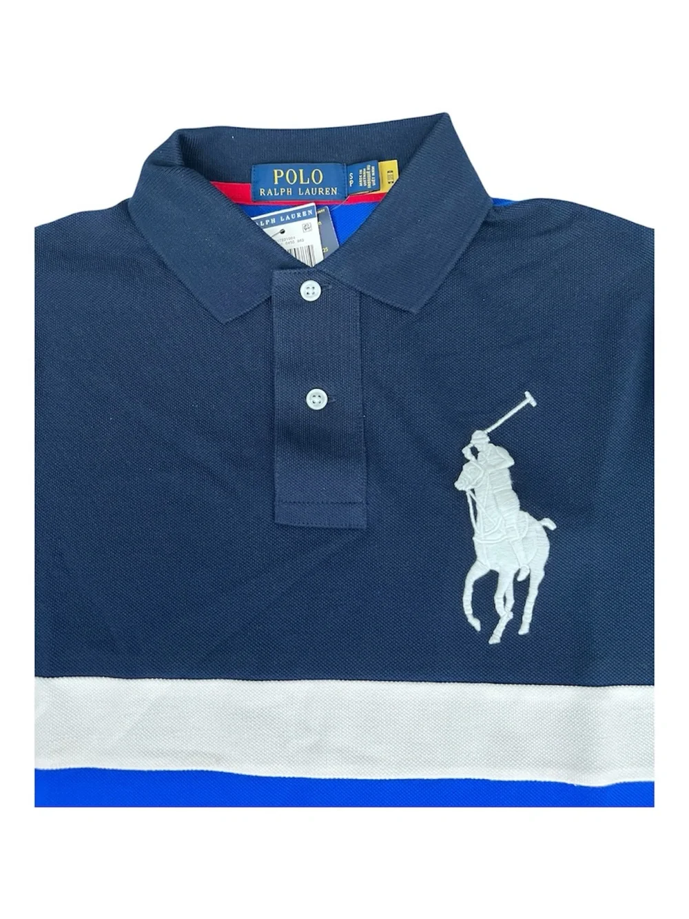 Polo by Ralph Lauren Navy, White & Royal Blue Block Polo